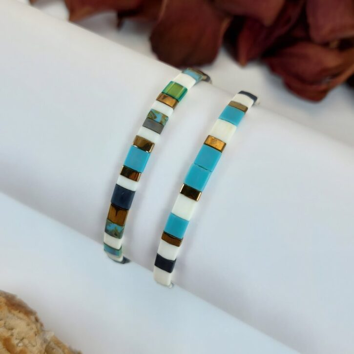 Bracelets De Perles Plates Re•ve Originel™ Ensemble Basile 1