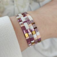 Bracelets De Perles Plates Re•ve Originel™ Ensemble Lila 17