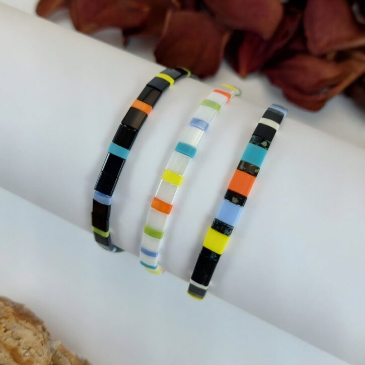 Bracelets De Perles Plates Re•ve Originel™ Ensemble Liquorice 1