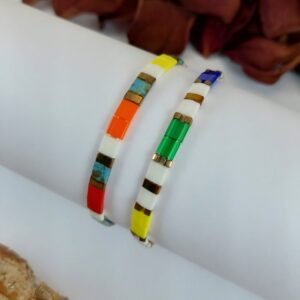 Bracelets De Perles Plates Re•ve Originel™ Ensemble Rainbow 1