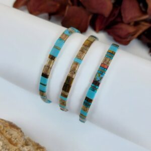 Bracelets De Perles Plates Re•ve Originel™ Ensemble Turquesa 1