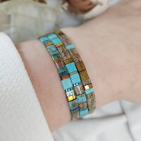 Bracelets De Perles Plates Re•ve Originel™ Ensemble Turquesa 14